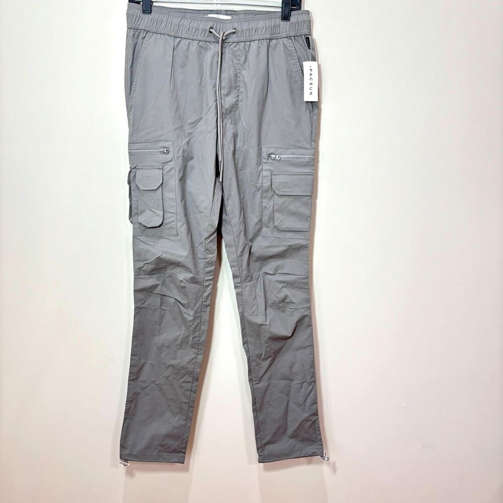 Pacsun NWT Cargo Joggers Men's S Slim Fit Performance Stretch Gray Gorpcore Camp